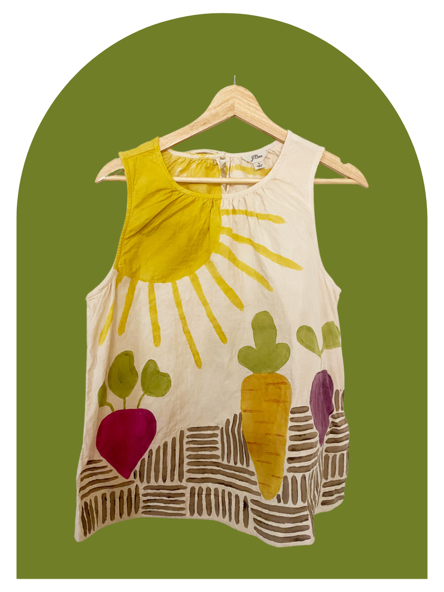 hand painted sleeveless shirt